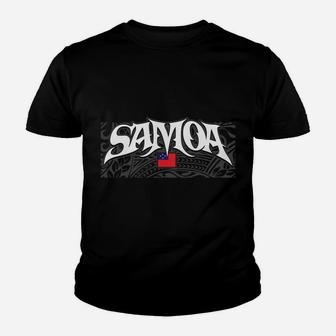 Samoa Flag | Samoan Polynesian Tribal Islander Black Sweatshirt Youth T-shirt | Crazezy