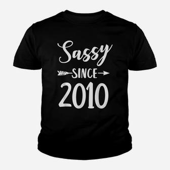 Sassy Since 2010 Classy Sassy Mom Gift Cute Birthday Youth T-shirt | Crazezy