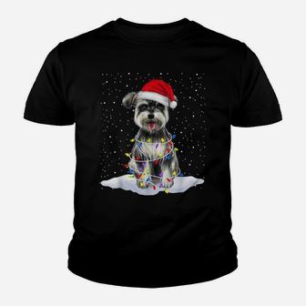 Schnauzer Santa Christmas Tree Lights Xmas Gifts Youth T-shirt | Crazezy