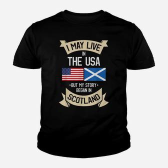 Scotland American Flag Usa Scottish Roots Gifts Youth T-shirt | Crazezy