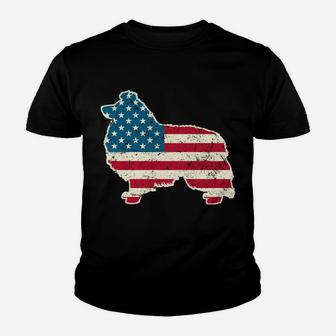 Shetland Sheepdog 4Th Of July Men Usa American Flag Sheltie Sweatshirt Youth T-shirt | Crazezy AU