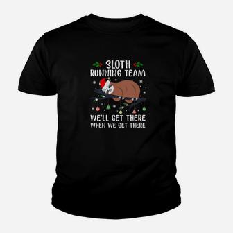 Sloth Running Team Christmas Birthday Gift Funny Youth T-shirt | Crazezy