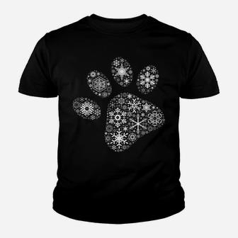 Snowflake Puppy Merry Christmas Gifts - Dog Paw Print Youth T-shirt | Crazezy