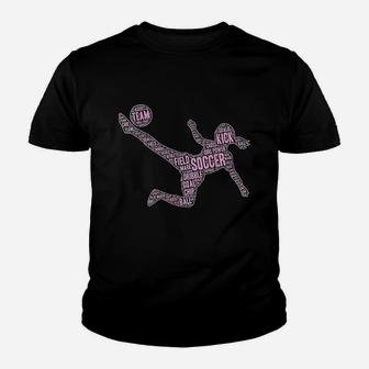 Soccer Typography Youth Girls And Women Players Youth T-shirt | Crazezy AU
