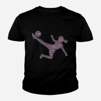 Soccer Typography Youth Girls And Women Players Youth T-shirt | Crazezy UK