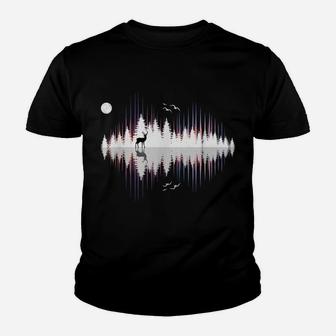 Sound Of Nature Wild Deer Silhouette Colorful Sound Waves Youth T-shirt | Crazezy DE