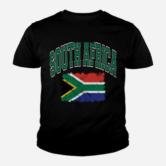 South Africa Varsity Lettering With Paintbrush Style Flag Youth T-shirt | Crazezy