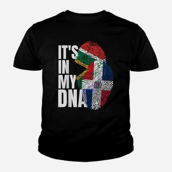 South African And Dominican Mix DNA Flag Heritage Gift Youth T-shirt | Crazezy DE