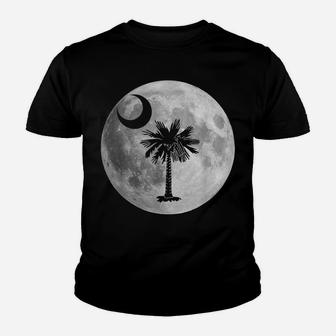South Carolina Flag Palmetto Tree Moon In Moon Silhouette Youth T-shirt | Crazezy CA