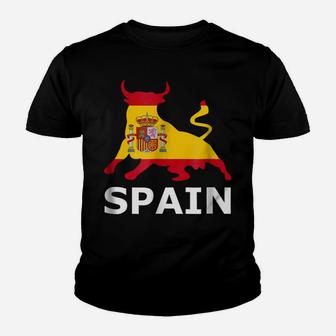 Spanish Flag Shirt Bull Fighting Tshirt Spain Gift Tee Shirt Youth T-shirt | Crazezy
