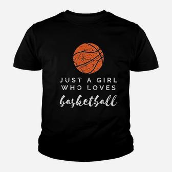 Sports Lover Just A Girl Who Loves Basketball Player Gift Youth T-shirt | Crazezy UK