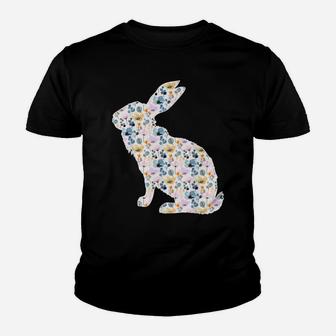 Spring Flowers Bunny Silhouette Easter Gift Rabbit Lover Youth T-shirt | Crazezy CA