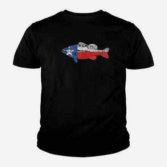 State Of Texas Fishing Flag Vintage Bass Retro Youth T-shirt | Crazezy DE