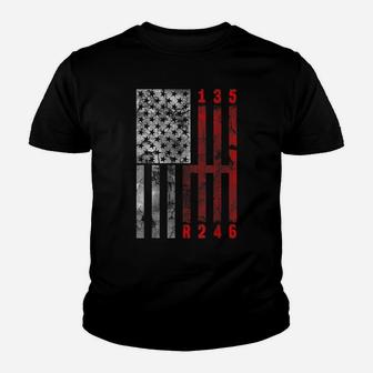 Stick Shift American Flag Muscle Car 6 Gears Mechanic Shirt Youth T-shirt | Crazezy