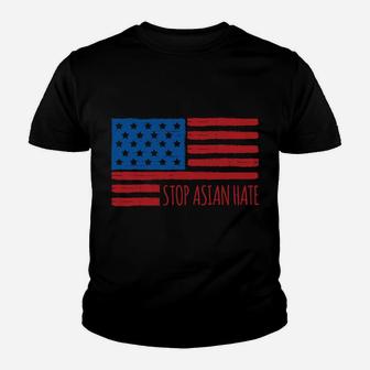 Stop Asian Hate Usa American Flag Aapi Community Love Pride Sweatshirt Youth T-shirt | Crazezy
