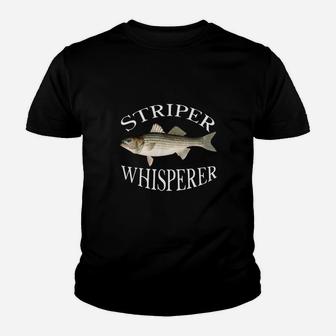 Striper Whisperer Striped Bass Fish Illustration Fishing Shirt Youth T-shirt | Crazezy CA