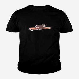 Surfing Sloth Retro Funny Animal 80s Youth T-shirt | Crazezy