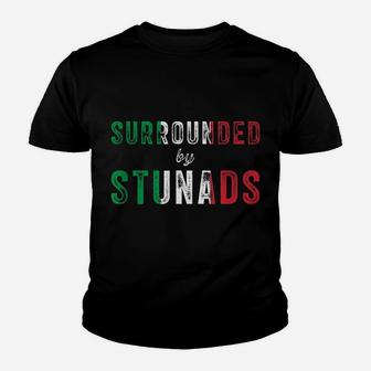 Surrounded By Stunads Funny Italian Saying Italy Flag Retro Youth T-shirt | Crazezy