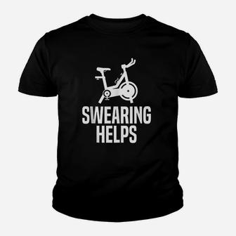 Swearing Helps Funny Indoor Spinning Spin Class Workout Gym Youth T-shirt | Crazezy UK