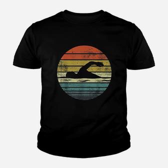 Swimmer Gifts Funny Retro Vintage Sunset Swim Coach Swimming Youth T-shirt | Crazezy