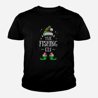 The Fishing Elf Matching Family Group Christmas Pajama Youth T-shirt | Crazezy UK