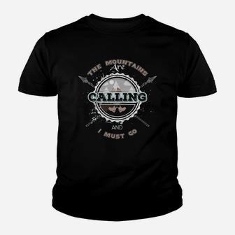 The Mountains Are Calling Hiking Tee Youth T-shirt | Crazezy
