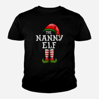 The Nanny Elf Family Matching Christmas Group Gifts Pajama Youth T-shirt | Crazezy