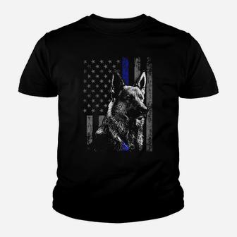 Thin Blue Line Flag K9 Shirt German Shepherd Police Dog Gift Youth T-shirt | Crazezy AU