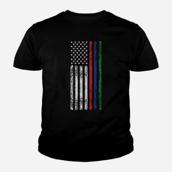 Thin Red Blue Green Line Brothers Police Fire Military Flag Sweatshirt Youth T-shirt | Crazezy
