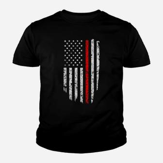 Thin Red Line American Flag Cool Firefighter Support Youth T-shirt | Crazezy