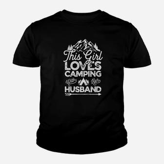 This Girl Loves Camping With Her Husband Camper Wife Youth T-shirt | Crazezy