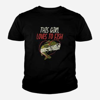 This Girl Loves To Fish Bass Fishing Family Matching Gift Youth T-shirt | Crazezy AU