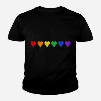 Tiny Rainbow Hearts Pride Month Flag LGBT Rights Youth T-shirt | Crazezy