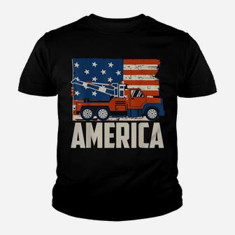 Tow Truck Driver T-Shirt - American Flag With Tow Truck Youth T-shirt | Crazezy