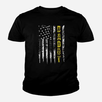Tow Truck Driver Yellow Line Daddy Us Flag Distressed Gift Youth T-shirt | Crazezy