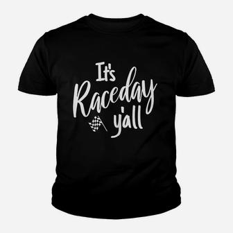 Track Racing Race Day Yall Checkered Flag Racing Quote Youth T-shirt | Crazezy AU