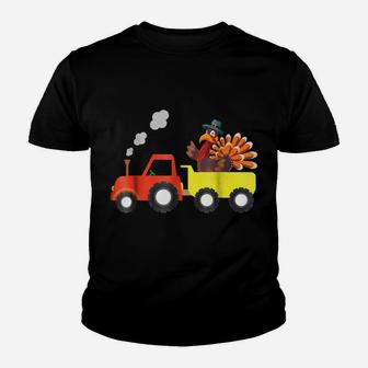 Tractor Carrying Turkey Little Truck Thanksgiving Youth T-shirt | Crazezy CA