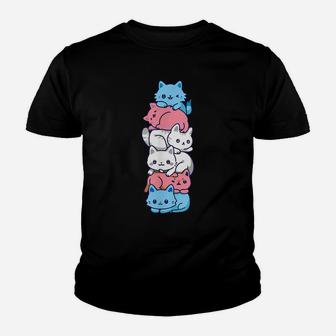 Transgender Pride Cat Lgbt Trans Flag Cute Cats Pile Gifts Youth T-shirt | Crazezy CA