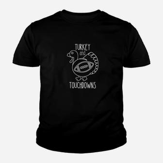 Turkey And Touchdowns Premium Football Thanksgiving Youth T-shirt | Crazezy