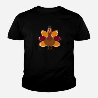 Turkey Pilgrim And Football Thanksgiving Day Youth T-shirt | Crazezy