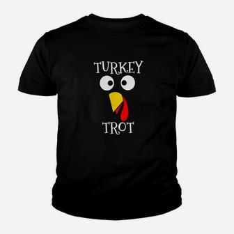 Turkey Trot Face Funny Thanksgiving Running Youth T-shirt | Crazezy