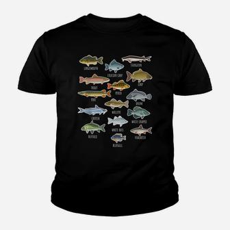 Types Of Freshwater Fish Species Fishing Youth T-shirt | Crazezy CA
