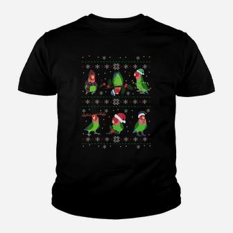 Ugly Christmas Rosy Faced Lovebird Green Parrot Owner Youth T-shirt | Crazezy UK