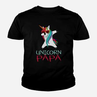 Unicorn Papa Unicorn Dabbing Dab Dance Fathers Day Youth T-shirt | Crazezy