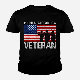United States Military Family Gift Proud Grandson Of Veteran Youth T-shirt | Crazezy