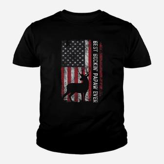 Usa Flag Best Buckin' Papaw Ever Deer Hunting Father's Day Youth T-shirt | Crazezy DE