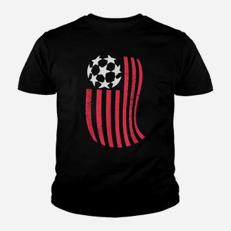 Usa Flag With Soccer Ball Distressed Graphic Youth T-shirt | Crazezy