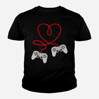 Video Gamer Valentines Day With Controllers Heart Youth T-shirt | Crazezy AU