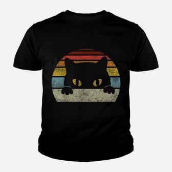 Vintage Black Cat Lover, Retro Style Cats Gift Youth T-shirt | Crazezy