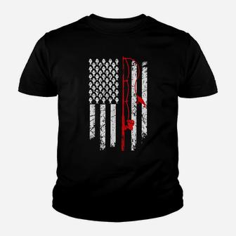 Vintage Fishing Clothes American Flag Bass Fishing Youth T-shirt | Crazezy CA